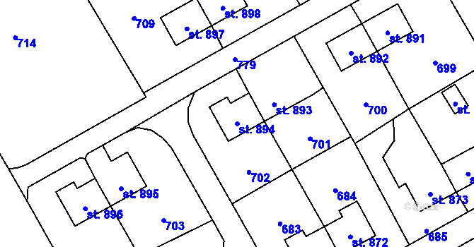 Parcela st. 894 v KÚ Heřmanice, Katastrální mapa