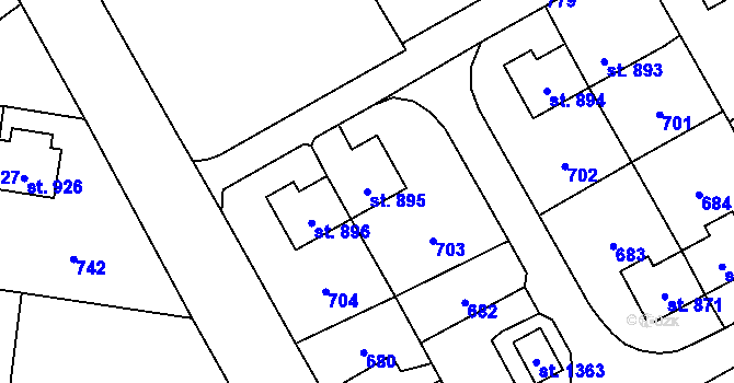Parcela st. 895 v KÚ Heřmanice, Katastrální mapa