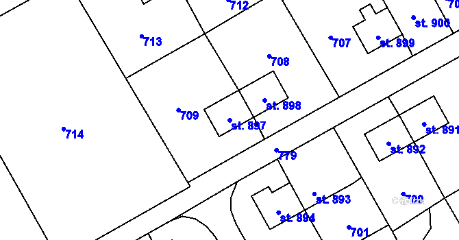 Parcela st. 897 v KÚ Heřmanice, Katastrální mapa