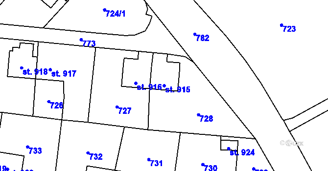 Parcela st. 915 v KÚ Heřmanice, Katastrální mapa