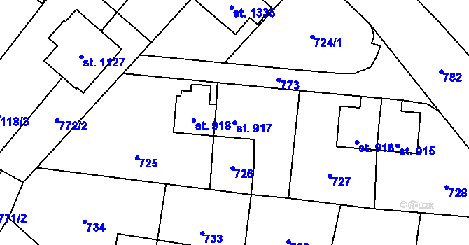 Parcela st. 917 v KÚ Heřmanice, Katastrální mapa