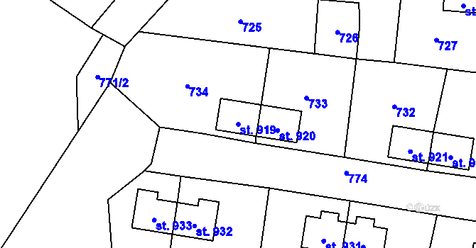 Parcela st. 919 v KÚ Heřmanice, Katastrální mapa