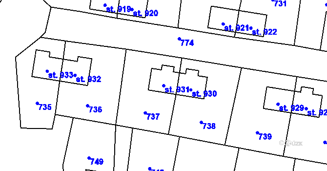 Parcela st. 931 v KÚ Heřmanice, Katastrální mapa