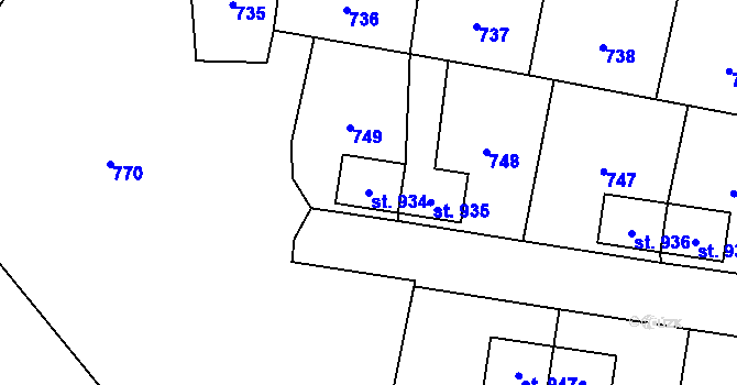 Parcela st. 934 v KÚ Heřmanice, Katastrální mapa