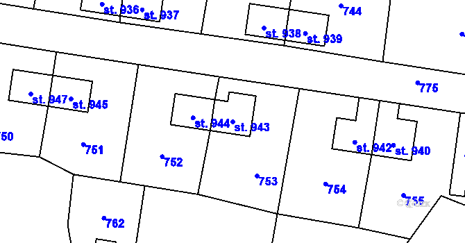 Parcela st. 943 v KÚ Heřmanice, Katastrální mapa