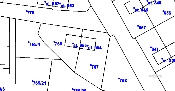 Parcela st. 954 v KÚ Heřmanice, Katastrální mapa