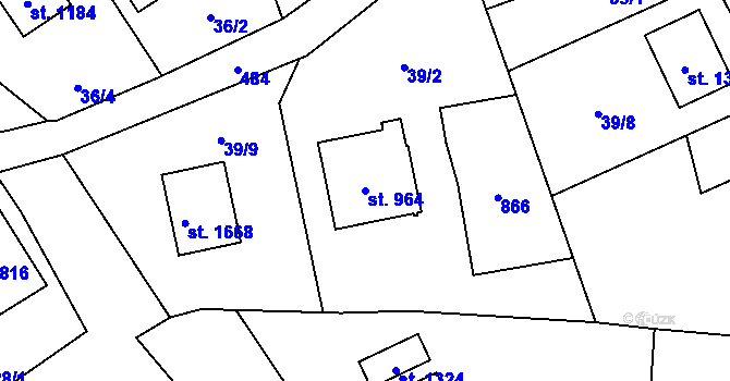 Parcela st. 964 v KÚ Heřmanice, Katastrální mapa