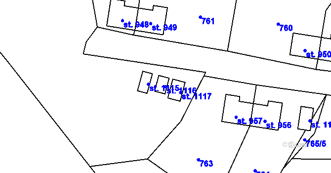 Parcela st. 1116 v KÚ Heřmanice, Katastrální mapa