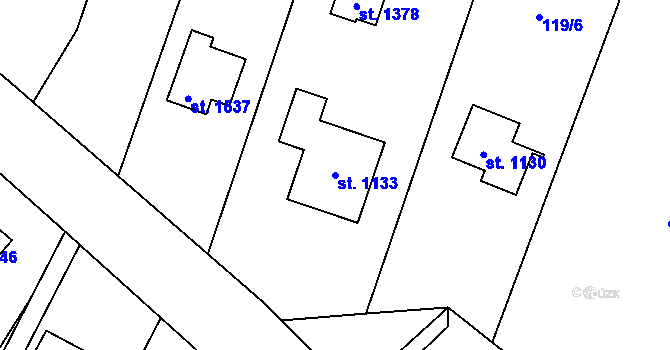 Parcela st. 1133 v KÚ Heřmanice, Katastrální mapa
