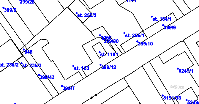 Parcela st. 1181 v KÚ Heřmanice, Katastrální mapa