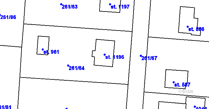 Parcela st. 1196 v KÚ Heřmanice, Katastrální mapa