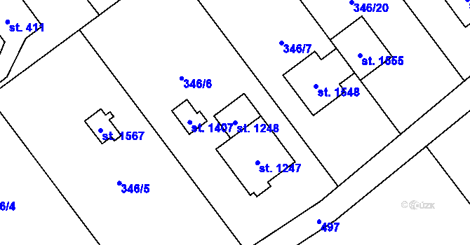 Parcela st. 1248 v KÚ Heřmanice, Katastrální mapa