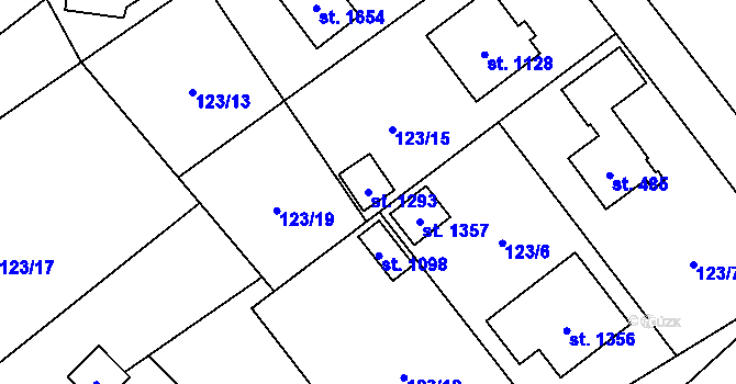 Parcela st. 1293 v KÚ Heřmanice, Katastrální mapa