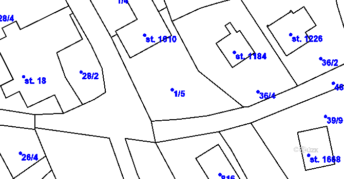 Parcela st. 1/5 v KÚ Heřmanice, Katastrální mapa
