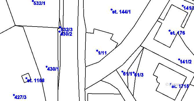 Parcela st. 1/11 v KÚ Heřmanice, Katastrální mapa