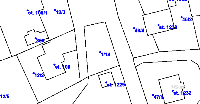 Parcela st. 1/14 v KÚ Heřmanice, Katastrální mapa