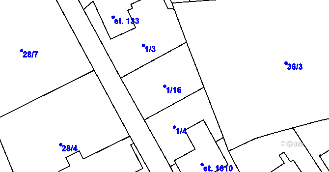 Parcela st. 1/16 v KÚ Heřmanice, Katastrální mapa