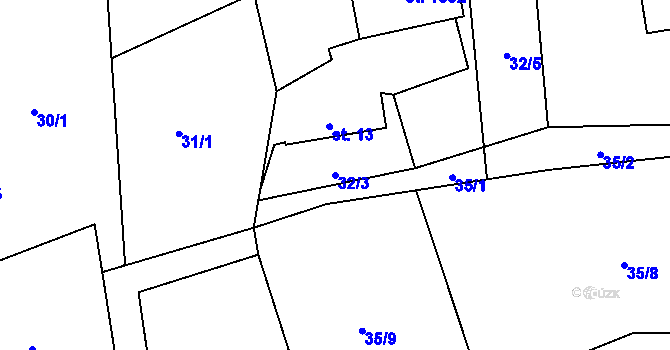 Parcela st. 32/3 v KÚ Heřmanice, Katastrální mapa
