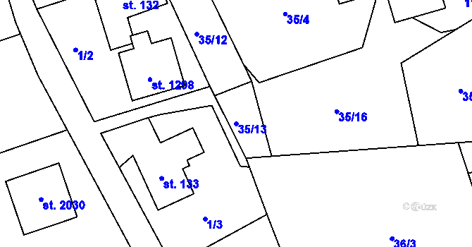 Parcela st. 35/13 v KÚ Heřmanice, Katastrální mapa