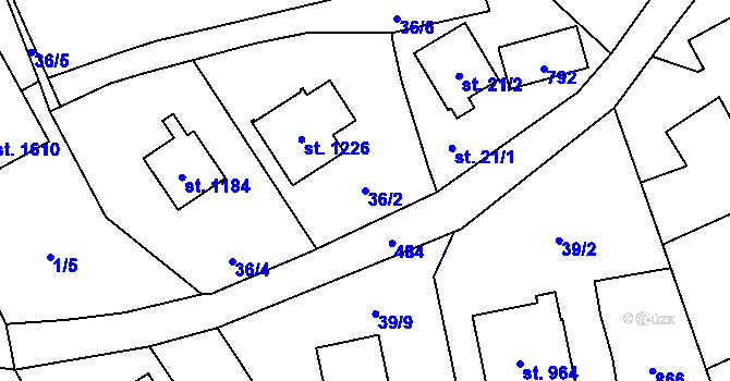 Parcela st. 36/2 v KÚ Heřmanice, Katastrální mapa