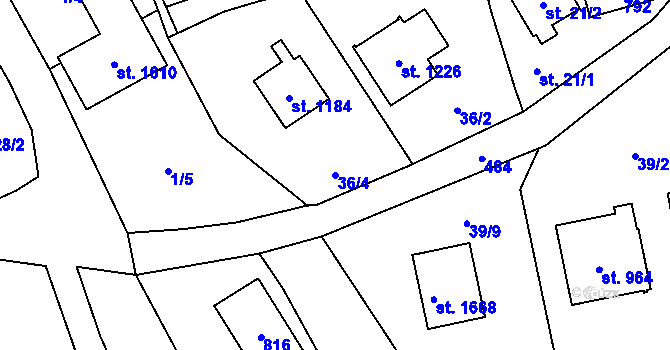 Parcela st. 36/4 v KÚ Heřmanice, Katastrální mapa