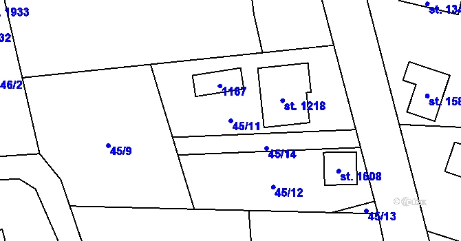 Parcela st. 45/11 v KÚ Heřmanice, Katastrální mapa