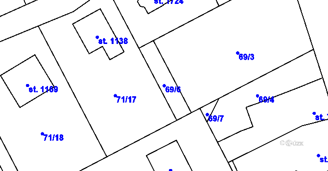 Parcela st. 69/6 v KÚ Heřmanice, Katastrální mapa
