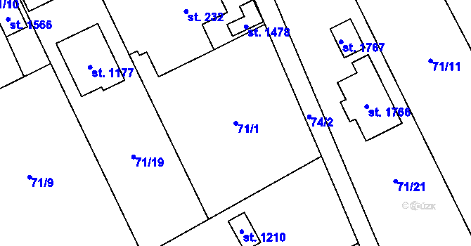 Parcela st. 71/1 v KÚ Heřmanice, Katastrální mapa