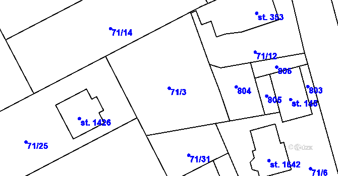 Parcela st. 71/3 v KÚ Heřmanice, Katastrální mapa