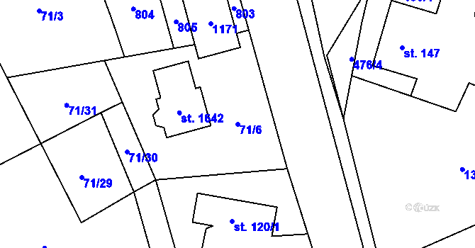 Parcela st. 71/6 v KÚ Heřmanice, Katastrální mapa