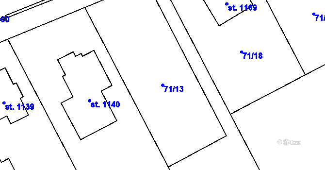 Parcela st. 71/13 v KÚ Heřmanice, Katastrální mapa
