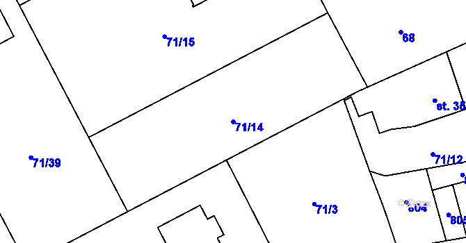Parcela st. 71/14 v KÚ Heřmanice, Katastrální mapa