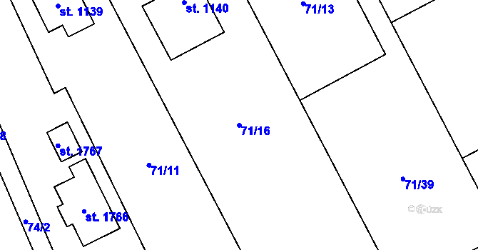 Parcela st. 71/16 v KÚ Heřmanice, Katastrální mapa