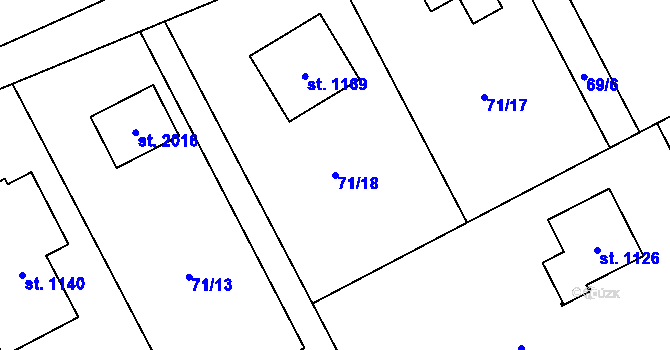 Parcela st. 71/18 v KÚ Heřmanice, Katastrální mapa