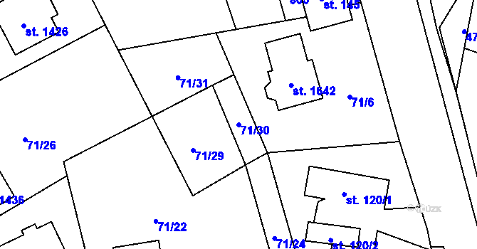 Parcela st. 71/30 v KÚ Heřmanice, Katastrální mapa