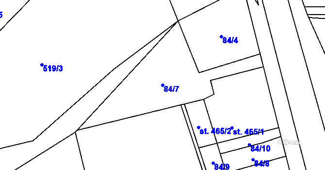 Parcela st. 84/7 v KÚ Heřmanice, Katastrální mapa