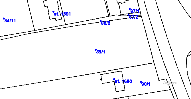 Parcela st. 89/1 v KÚ Heřmanice, Katastrální mapa