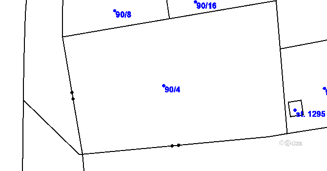 Parcela st. 90/4 v KÚ Heřmanice, Katastrální mapa