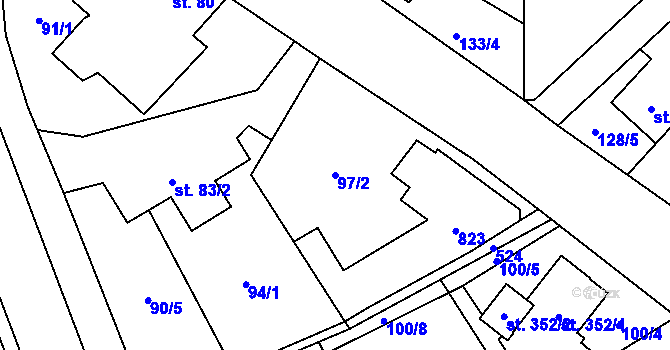 Parcela st. 97/2 v KÚ Heřmanice, Katastrální mapa