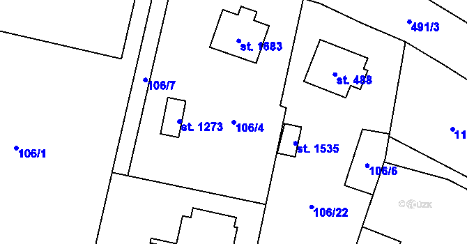 Parcela st. 106/4 v KÚ Heřmanice, Katastrální mapa