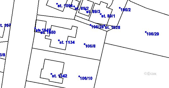 Parcela st. 106/8 v KÚ Heřmanice, Katastrální mapa