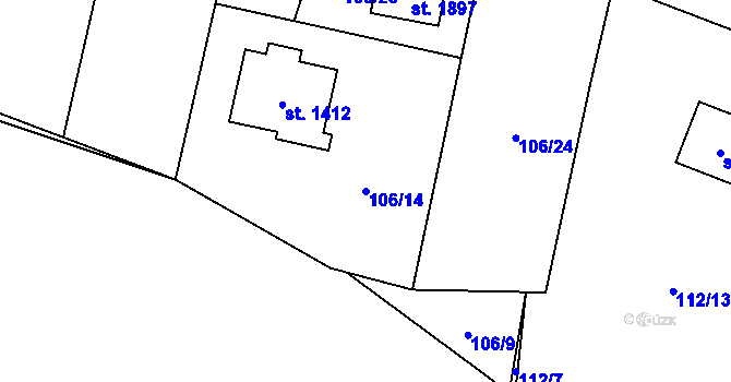 Parcela st. 106/14 v KÚ Heřmanice, Katastrální mapa