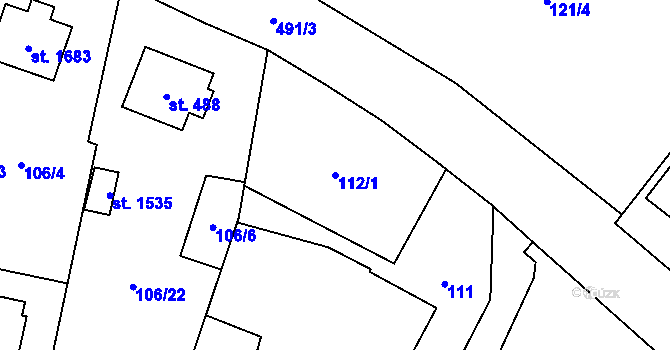 Parcela st. 112/1 v KÚ Heřmanice, Katastrální mapa