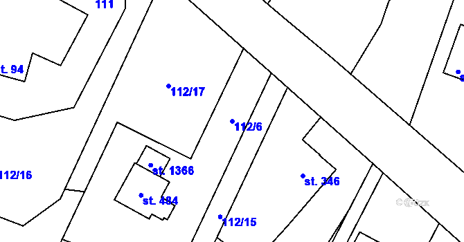 Parcela st. 112/6 v KÚ Heřmanice, Katastrální mapa