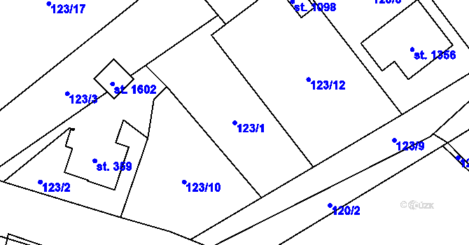 Parcela st. 123/1 v KÚ Heřmanice, Katastrální mapa