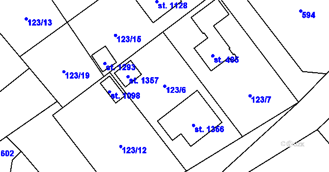 Parcela st. 123/6 v KÚ Heřmanice, Katastrální mapa
