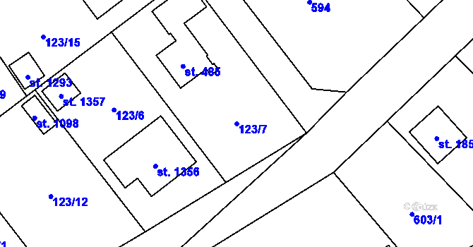 Parcela st. 123/7 v KÚ Heřmanice, Katastrální mapa