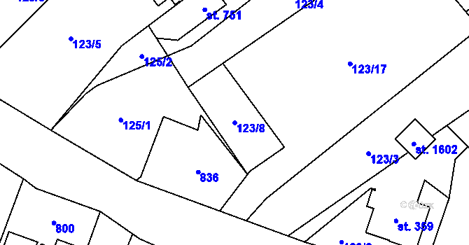 Parcela st. 123/8 v KÚ Heřmanice, Katastrální mapa