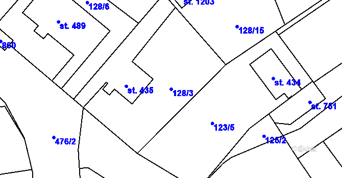 Parcela st. 128/3 v KÚ Heřmanice, Katastrální mapa