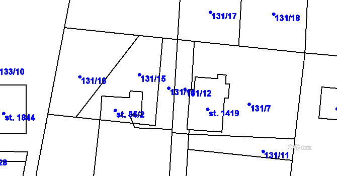Parcela st. 131/14 v KÚ Heřmanice, Katastrální mapa